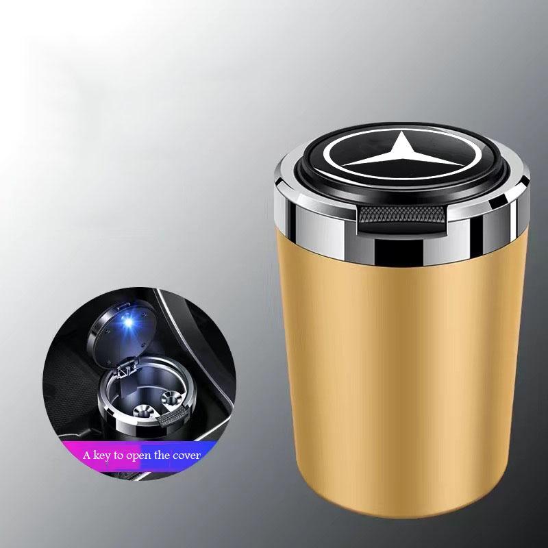 UMEG7 Car ashtray with blue LED light stainless steel liner for Mercedes Benz A B C E G W S Class GLA GLB CLC GLK GLS GLE CLA CLS EQE