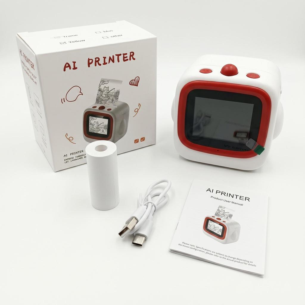 Impresora IA: Conectado por WiFi, Controlado por Voz, Generador de Imágenes e Historias, Preguntas y Respuestas de Enciclopedia, Corte de Papel
