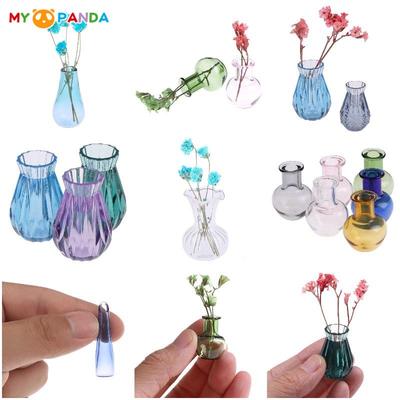 Dollhouse Miniature Glass Vase Transparent Storage Jar Flowerpot Home Garden Decor Handcrafted Accessories 1 12 Play Entertaining Safe Fun