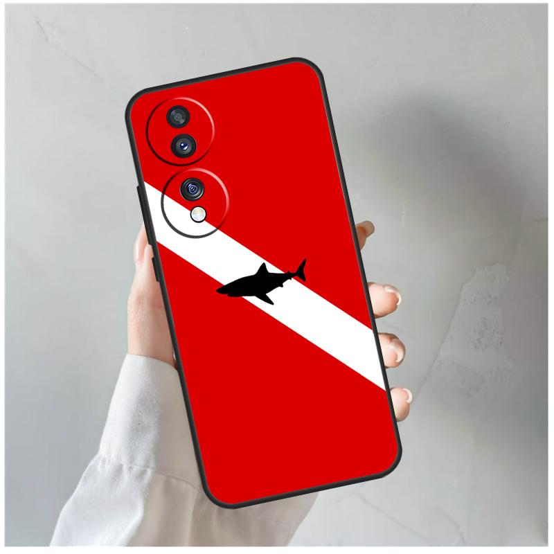 Diver Down Diving Flag For Honor Magic 8 7 6 5 Pro Case For Honor 400 200 Lite 90 70 50 X8c X8b X9a X9b X9c X9d Win