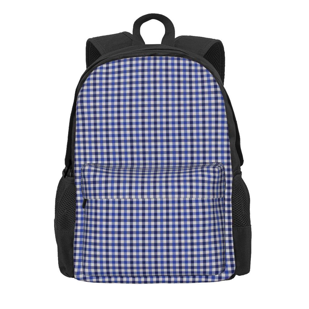 Klassische Vichy-Karos Rucksack Schwarz und Weiß Elegante Rucksäcke Junge Mädchen Radfahren Aufdruck High School Taschen Hohe Qualität Rucksack