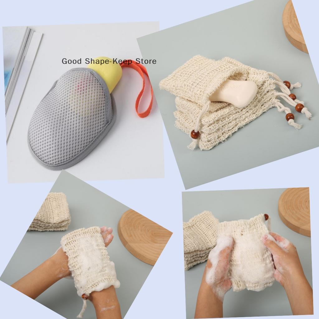 1 PCS Double-Sided Square/Oval Bath Foaming Net Soap Bag Exfoliating Body Scrubber Mesh Bathroom Sponge Soap Pocket