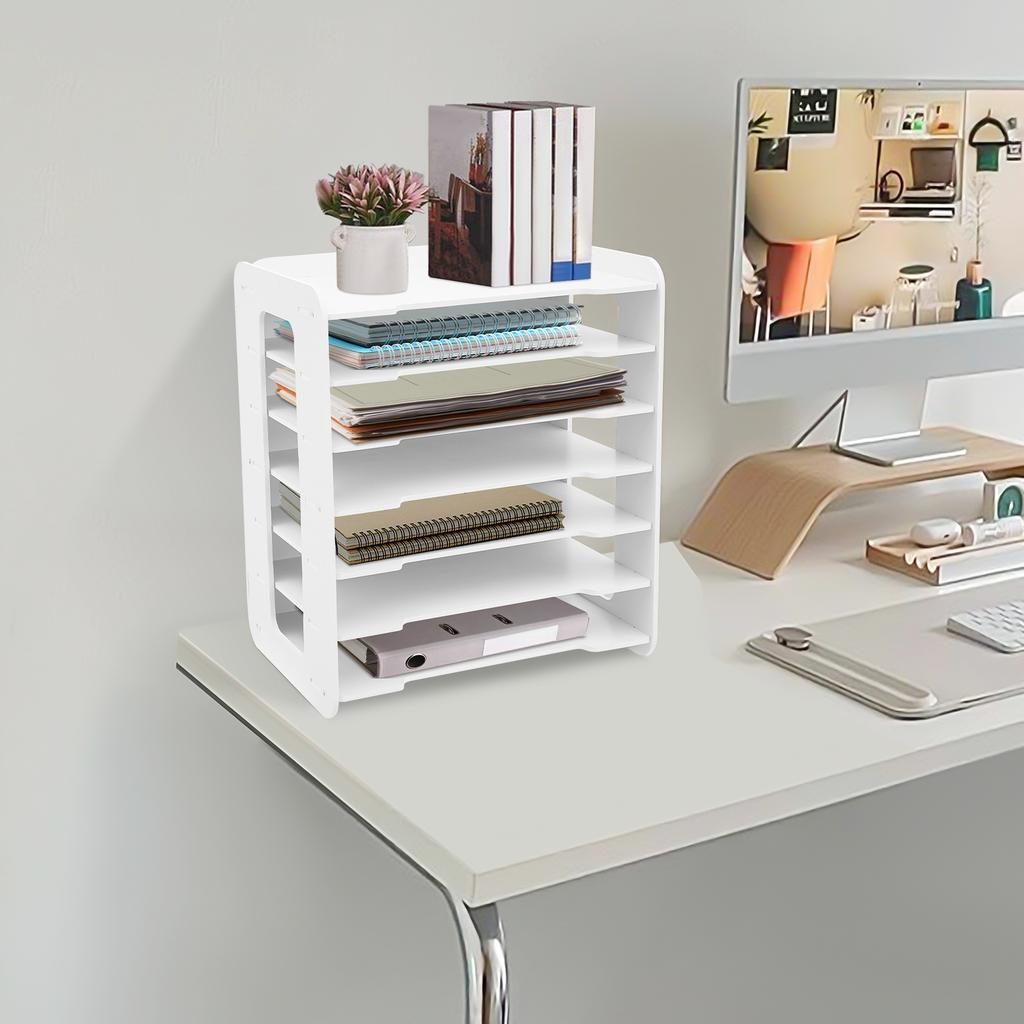A4 Paper Desktop Storage Rack Office Paper Organiser Desktop File Holder Desk Letter Tray Multilayer Space-Saving Storage