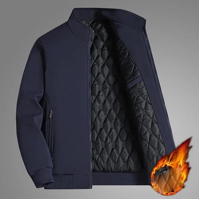 

Winter Men s Casual Parka Thick Warm Wool Trench Coat Garment High Quality 8XL L темно-синий