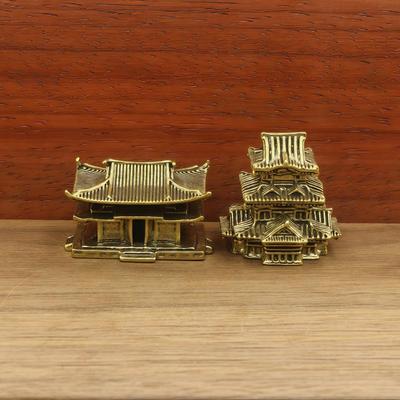 Antike Architekturfiguren aus Messing, Heimdekoration, chinesische Pavillons, Feengarten-Miniaturen, Aquariumdekoration