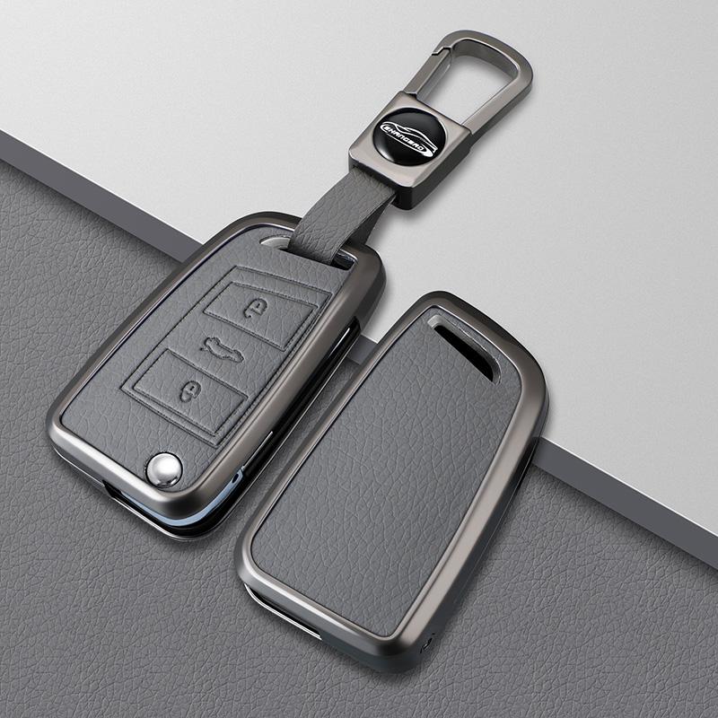 Metal Genuine Leather Auto Key Fob Cover Case Fit For Vw Volkswagen Golf 7 Mk7 Tiguan Mk2 Fit For Seat Ateca Leon Fr 2 Ibiza Skoda Octavia Kodiaq