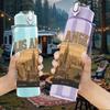 1PC Los Angeles City Print 750ml Color Plastic Sports Water Bottle Leakproof Flip Straw Lid Suitable for Sports Office Home Use
