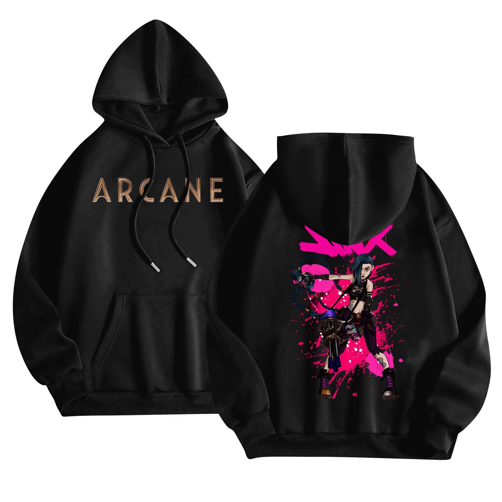 

Женская мода O-образный вырез с длинным рукавом и принтом, толстовка с капюшоном L чёрный