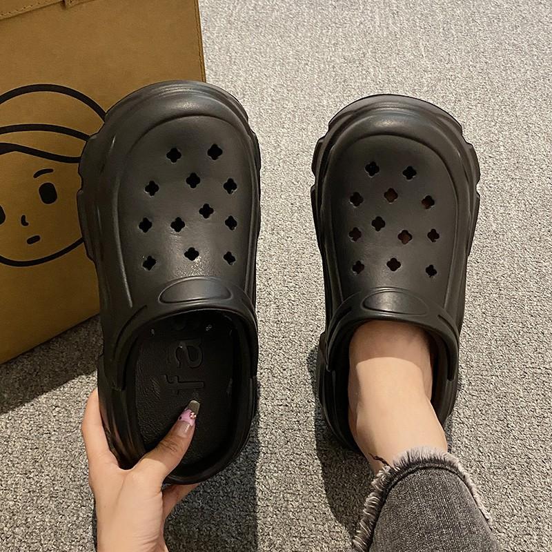 

EVA hole shoes men wear thick soles women light driving sandals beach stepping on shit bag head slippers women 40-41 [Standard code] хакі