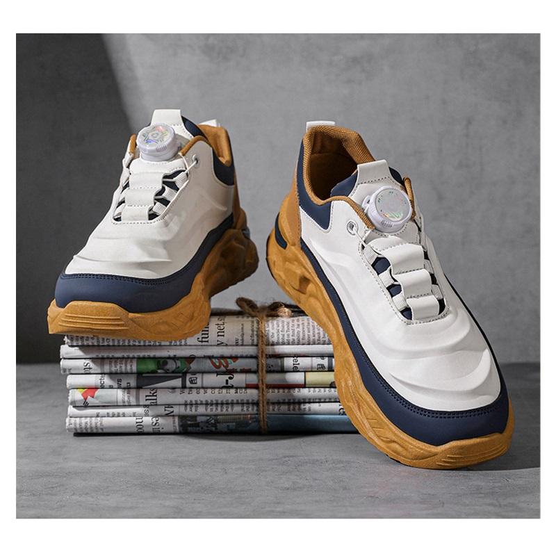 Men's Shoes All-match Men's Rotating Button Sports And Leisure Increased Leather Shoes