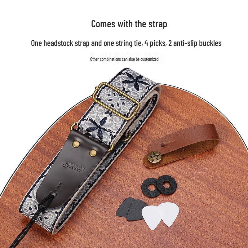 Thickened Embroidered Guitar Strap Set for Acoustic & Electric Bass