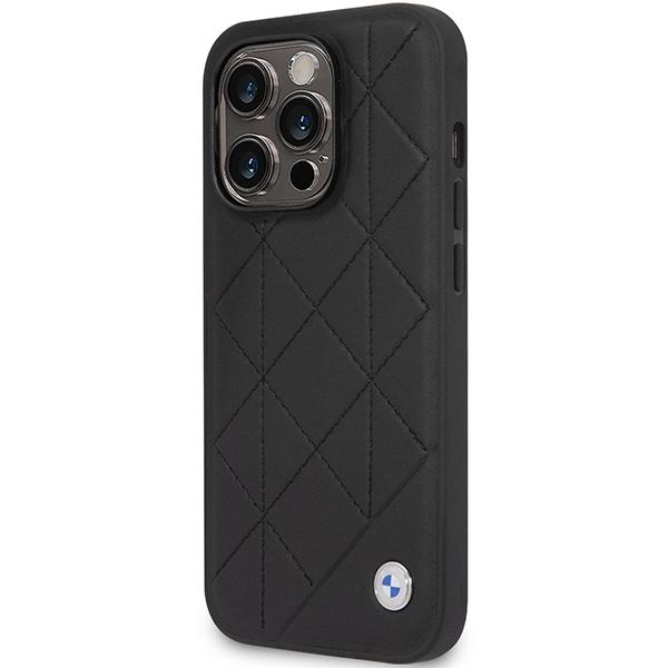 Case for iPhone 14 Pro BMW Leather Quilted Black