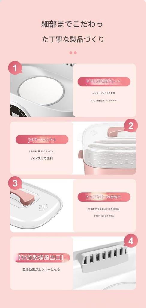 HOTGEEJP Baby Bottle Steam Sterilizer and Dryer with a Strong Sealed Design That Effectively Blocks Odors, Lightweight and Shatter-Resistant (White)