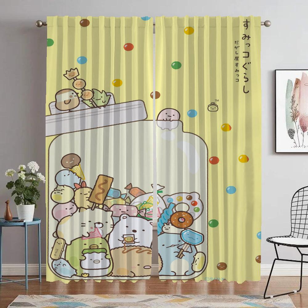 Sumikko Gurashi Shades Modern Living Room Curtains 2 Pieces Blackout Curtain for Room 2 Panel Halloween Decoration Partition