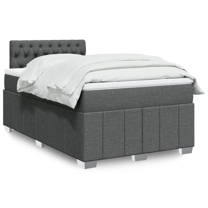VidaXL Slat Bed Base with Mattress Dark Grey 120x190cm Fabric 3287015