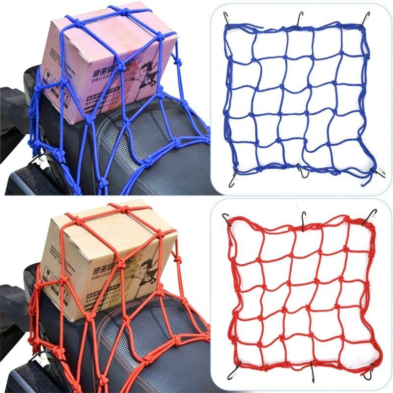 Elastic Motorcycle Luggage Net - Helmet/Tank/Pocket Fixing, 30cm/40cm Sizes, Bike Cargo Rope Strap