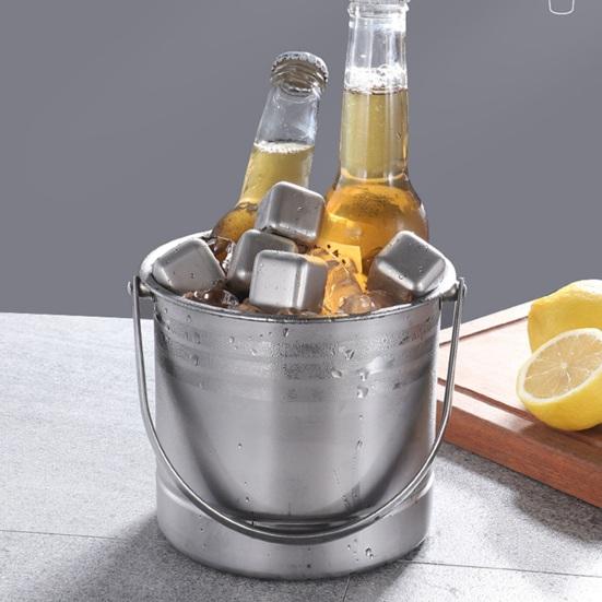 Yangyizhi Seau à Glace en Acier Inoxydable avec Passoire Amovible, Refroidisseur de Vin Bar Champagne pour Bière Vin Rouge, Portable Snacks Maison