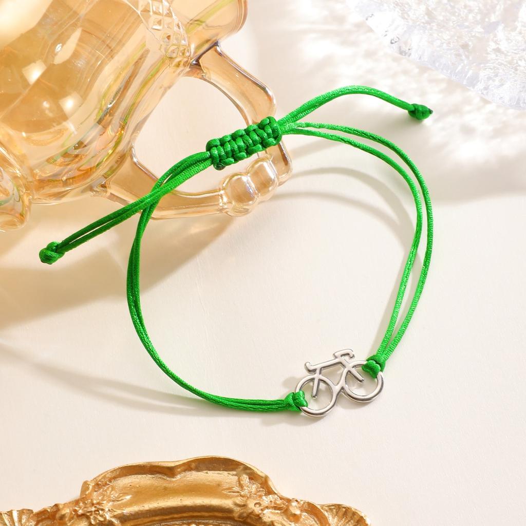 Yellow Braided Rope Adjustable Bracelet Hollow Bicycle Charm Minimalist Casual Thin Wrist Jewelry for Women Daily Wear