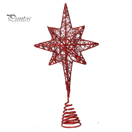 Étoile de sommet d'arbre de noël, couleur vive scintillante, antirouille, conception ajourée, ornement de sommet d'arbre de noël 3D