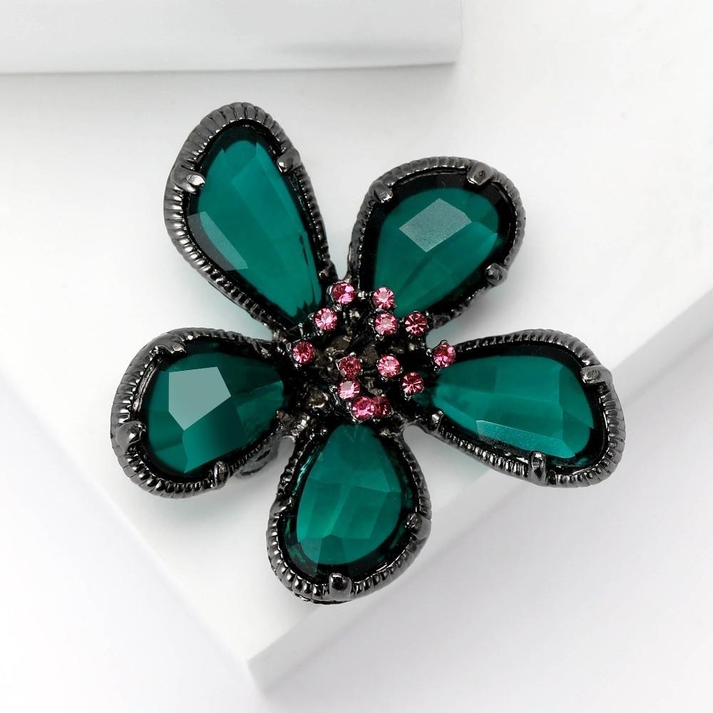 Enamel Rhinestone Brooch Alloy Floral Clothing Pin Exquisite Flower Brooches  Jewelry Gift