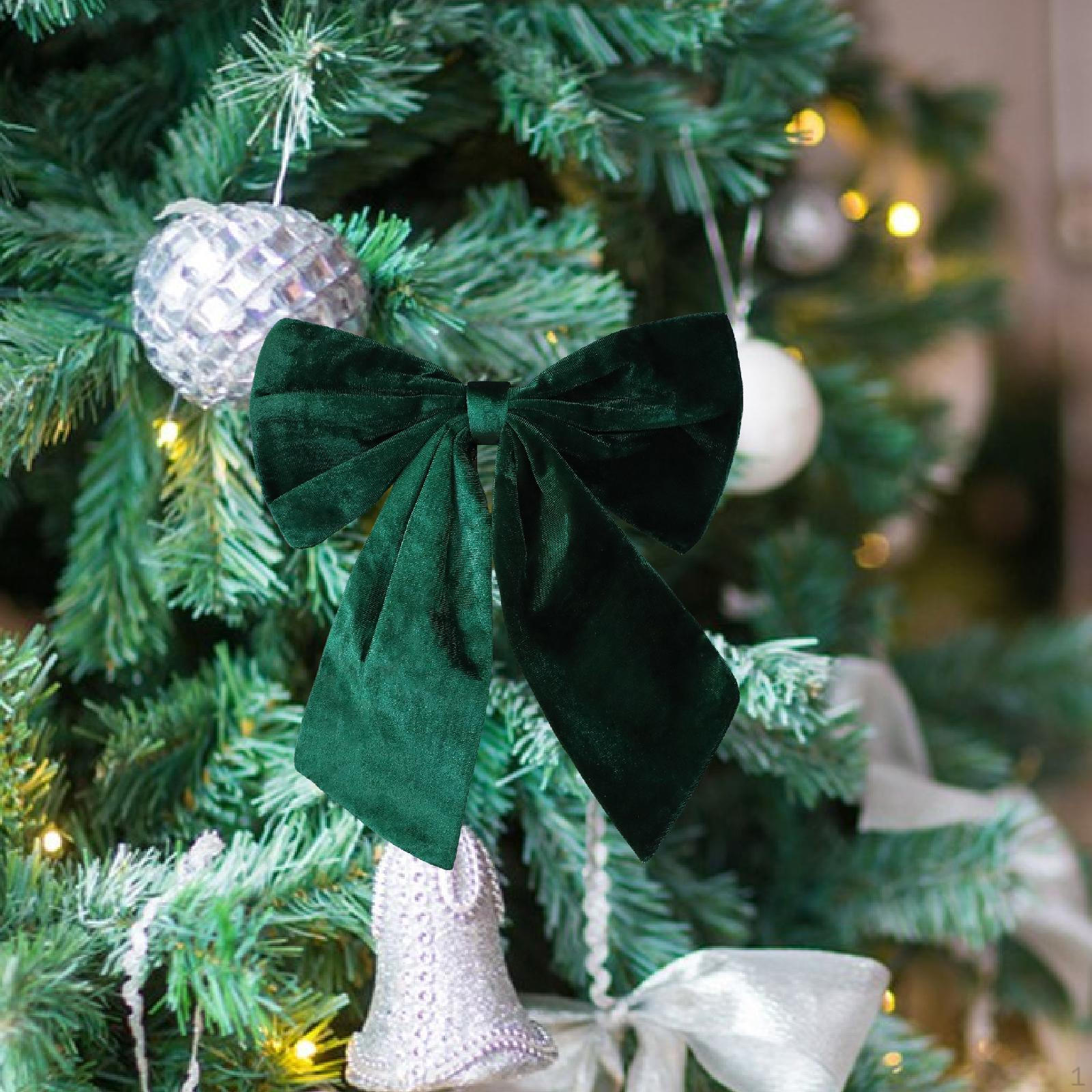 

Christmas Bow Decoration Creative Xmas Decor Hanging Ornament Velvet for Door Holiday Green