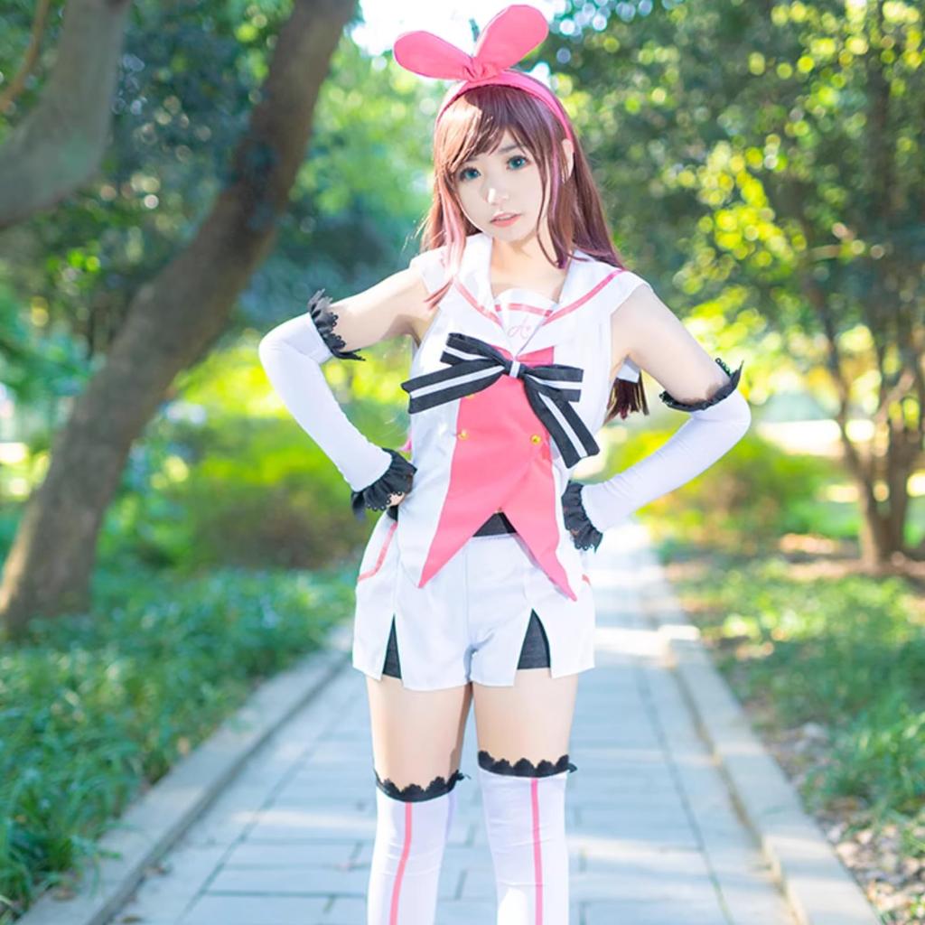 [Milky Time] Kizuna AI Cosplay Halloween VTuber Initial Costume with Wig (L)