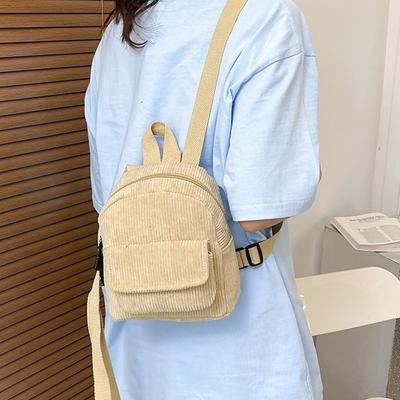 Schoolbag Korean Version Retro Backpack Corduroy Small Backpack New Women's Bag Korean Version Simple Casual Girl Small Schoolbag Women