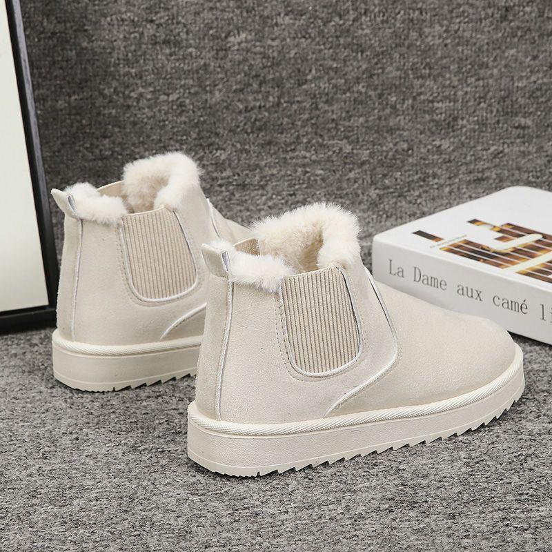 Winter neue Mode Baumwollschuhe Samt verdickt Brotschuhe vielseitige niedrige Absätze kurze Stiefel Plateau Schneestiefel Damen