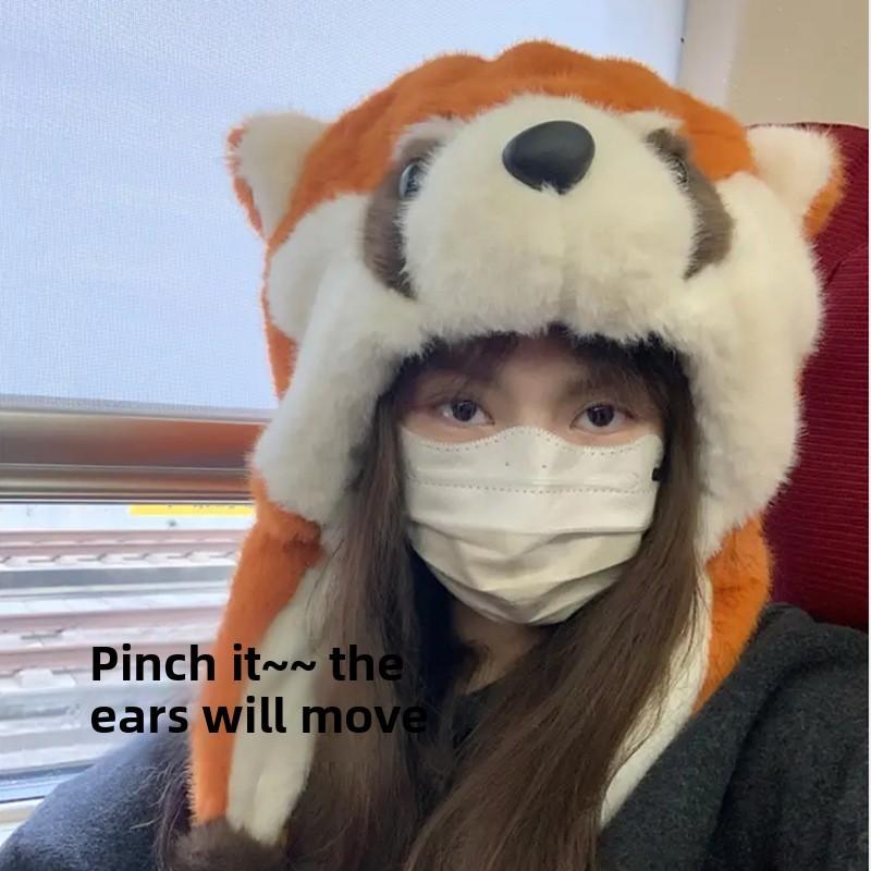 Plush Eared Beanie Hat With Moving Ears For Winter Warmth And Windproof Comfort