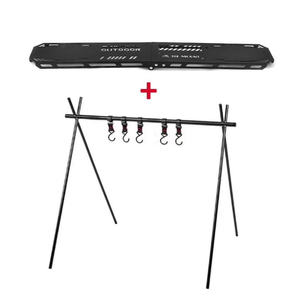 Foldable Camping Tripod Top Plate High Strength Bending Camping Hanging Rack Top Plate with Hanging Hole for BBQ Picnic Hiking