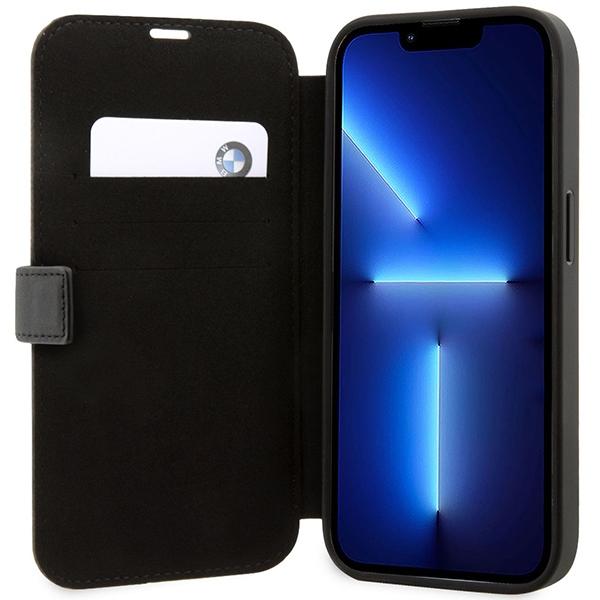 Case for iPhone 14 Pro BMW Leather with Flap Black