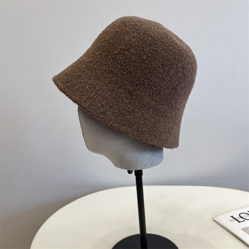 

Кашемировая круговая пряжа, вязаная шляпа-ведро, маленькая и простая плюшевая прямая шляпа-рыбак, тренд осени и зимы M（56-58cm）