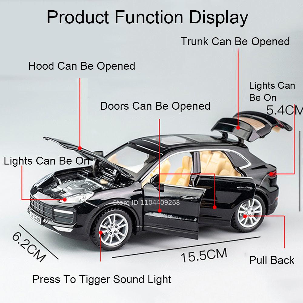 1:32 Cayenne Turbo Taycan Luxus-Automodell Spielzeug Druckgussmetall Sound Licht Rückzieher Miniatur-Supersportwagenmodelle Weihnachtsgeschenke
