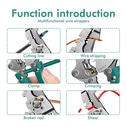 Powerful, multi-functional wire stripper with crimping pliers, suitable for both left-handed and right-handed electricians. Recommended for electricia