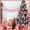 Pink Christmas Decor, Candy-Themed Ornaments, Pink and White Candy, Wooden Tree Decor, Hanging Decorations, Party Gift