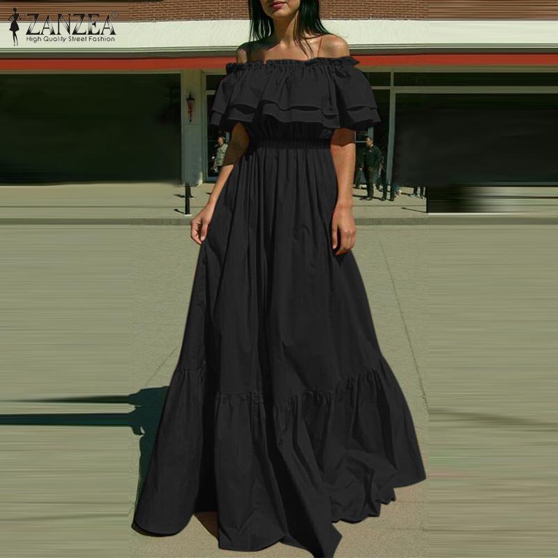 ZANZEA Γυναικείο μακρύ φόρεμα με χαλαρό φόρεμα για διακοπές στην παραλία