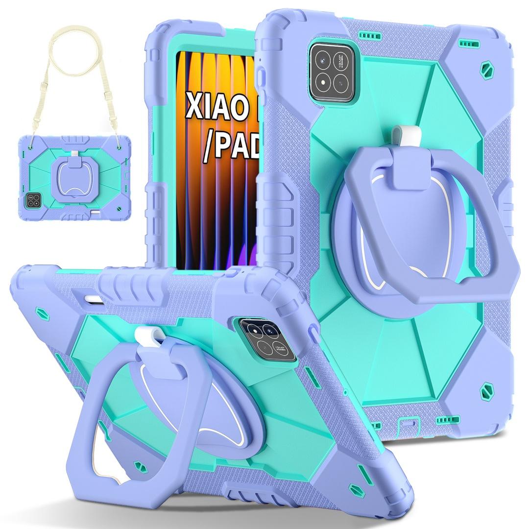 

Для Xiaomi Pad 7 / Xiaomi Pad 7 Pro. Поворотна рукоятка на 360°, міцна захисна підставка, ТПУ+ПК 3-в-1, антидетонаційний ударостійкий чохол для планшетів Xiaomi Pad 7 лаванда фіолетовий колір
