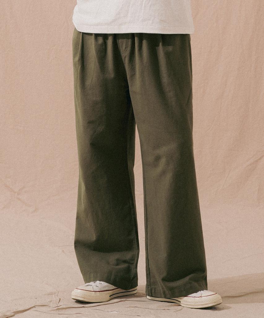 PERSTEP Cool Mix Linen-Like Flare Fit Long Pants Khaki Khlp4703