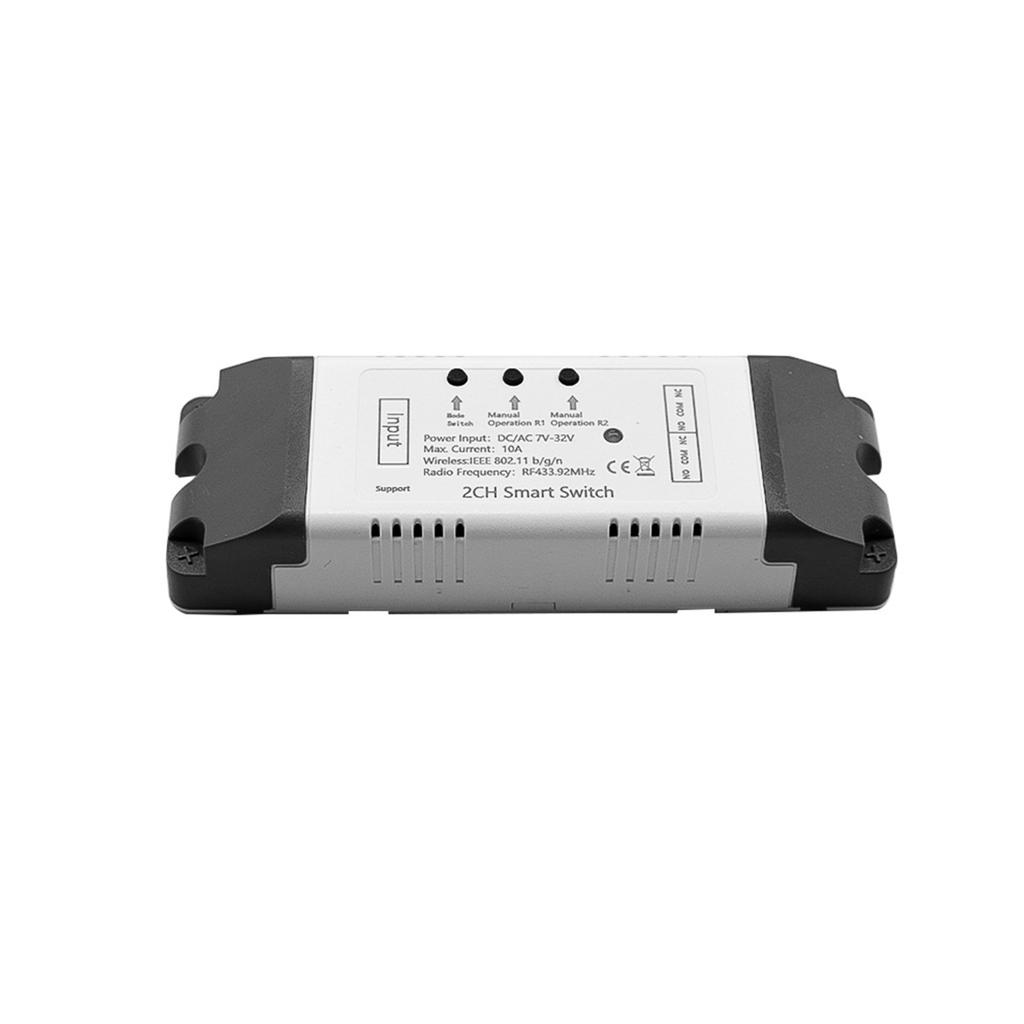 2CH WiFi RF433 Wireless Switch-Relay, Inching Self-Locking Interlock Modes Smart-Life App-control Modules AC-DC 7V-32V