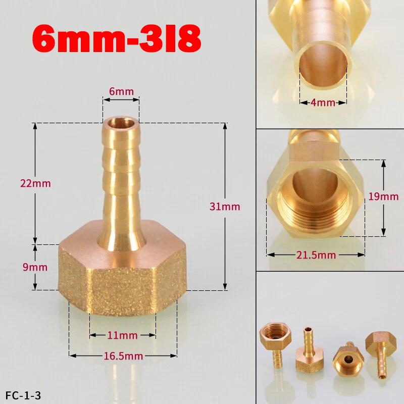 Hongtu Brass Female Thread Hose Connector - 1/8" 1/4" 3/8" BSP, 6-18mm Barb Tail End Fitting (Copper Adapter/Coupler)