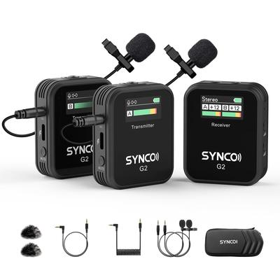SYNCO G2 Wireless Lavalier Supports Simultaneous Recording of Two Noise 200m Transmission Compact and Compatible with YouTube Video DSLR and Action
