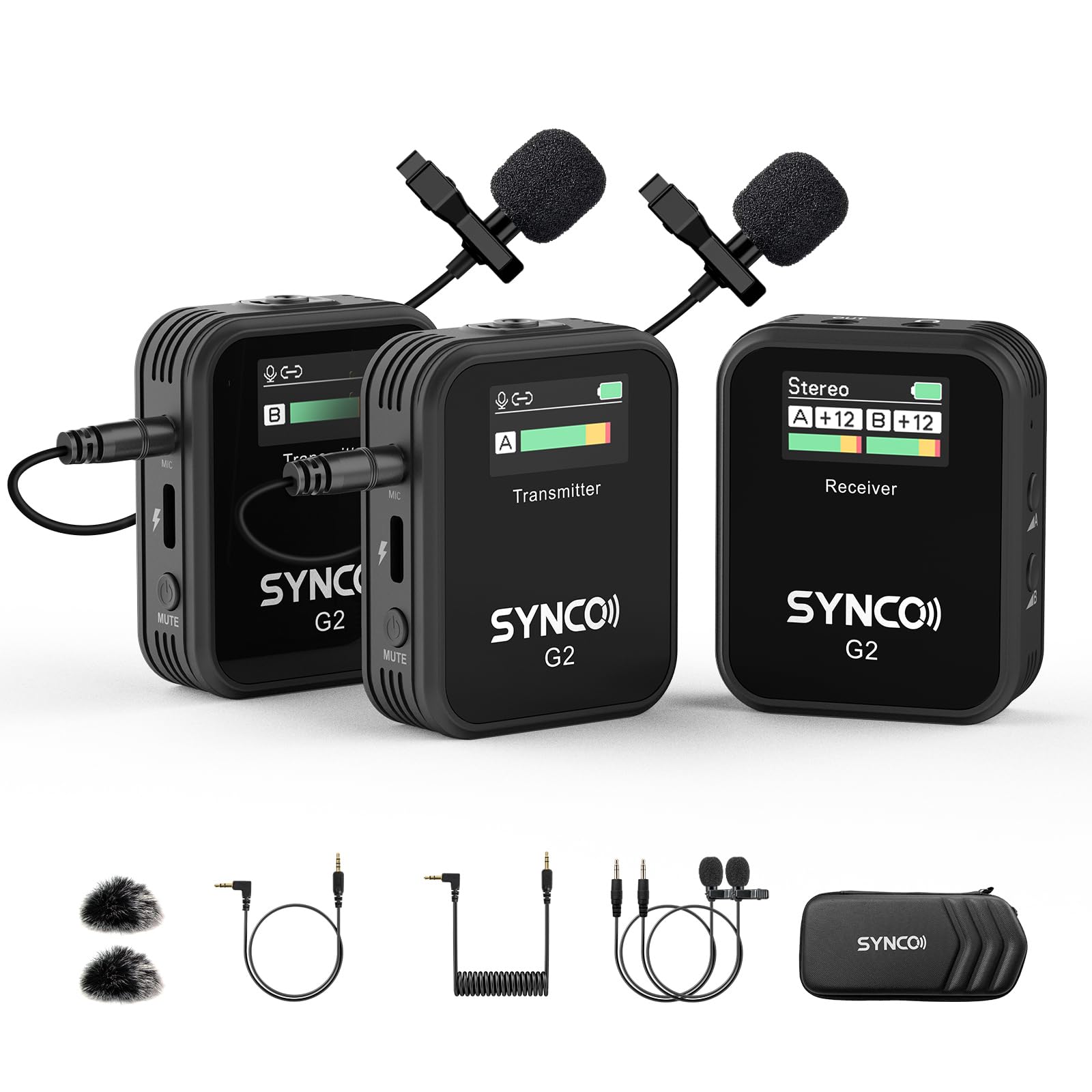 

SYNCO G2 Wireless Lavalier Supports Simultaneous Recording of Two Noise 200m Transmission Compact and Compatible with YouTube Video DSLR and Action