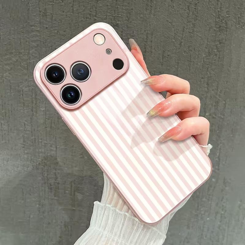 Wenyi Fan Pink Line Apple 17 Mobile Phone Case 14promax Creative Stripe iPhone13 Premium Protective Case
