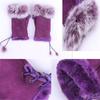 Gift Lady New Genuine Color Soft Trim Wrist Warm Rabbit Fur Women Gloves Fingerless