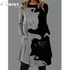 JPNTKY Fashion Autumn Winter Long Sleeve O-Neck Casual Dresses