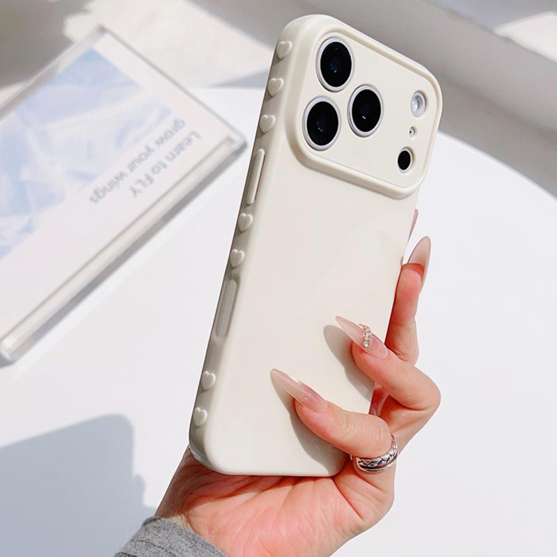 

Matte Silicone Cute Heart Side Case For iPhone 17 Air 16 15 14 13 12 11 Pro Max Plus Shockproof Full Lens Cover hoesje coque iPhone 12