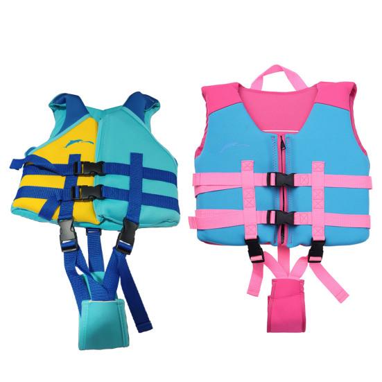 Kids Swim Vest Adjustable Crotch Woven Strap Boys Girls Life Jacket Snorkel Kayaking Boating Drifting Buoyancy Safety Vest Swimming Aid