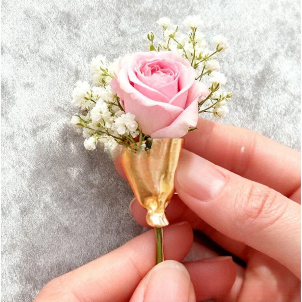 Silver Wearable Flower Bouquet Clip Zinc Zinc Alloy Metal Clothes Pin Temperament Gold Brooch  Daily