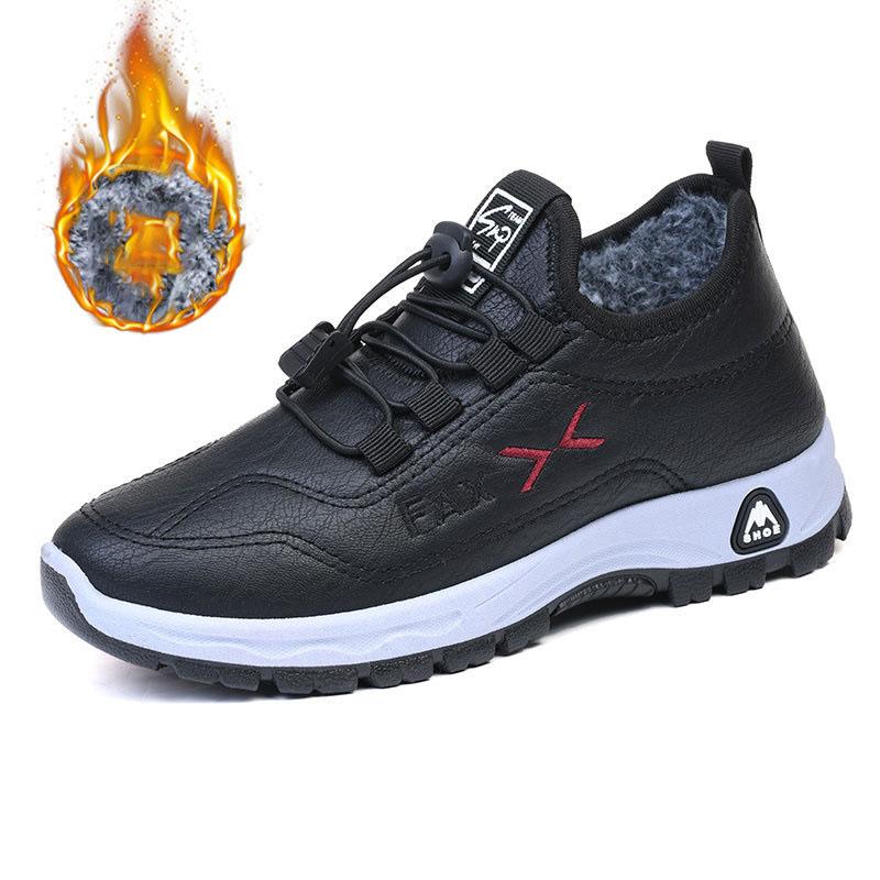 

Женские зимние хлопковые ботинки для пожилых людей, бархатные, теплые, нескользящие, короткие ботинки на толстой подошве, повседневная обувь для мамы, мягкая подошва, легкая обувь 40EU/CN41 чёрный