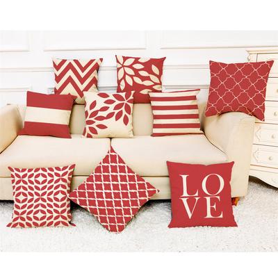 Home Decor Cushion Cover Red Geometric Throw Pillowcase Pillow Covers